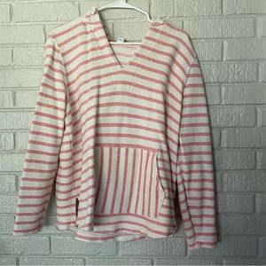 Old Navy Pullover Hoodie Size XL Coral Stripes w/hood